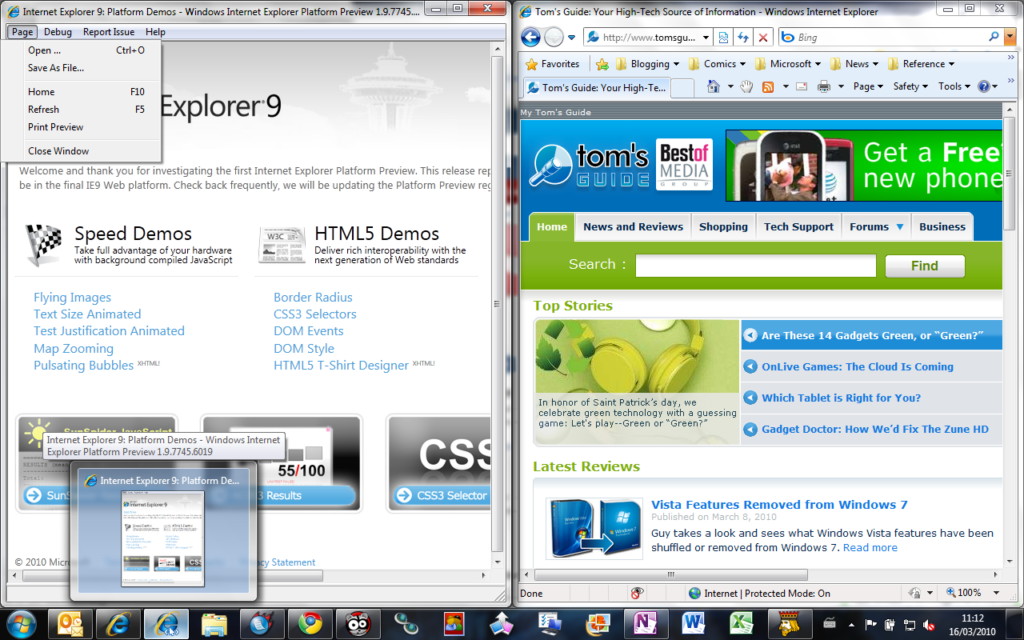 Image 1 : Internet Explorer 9 : les premières nouveautés en images