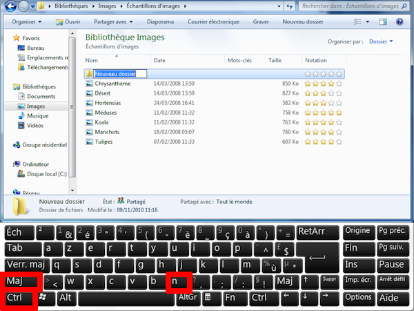 Image 1 : Les raccourcis exclusifs à Windows 7