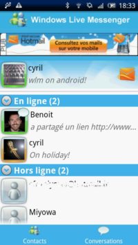 Image 1 : Windows Live Messenger (MSN) débarque sur Android