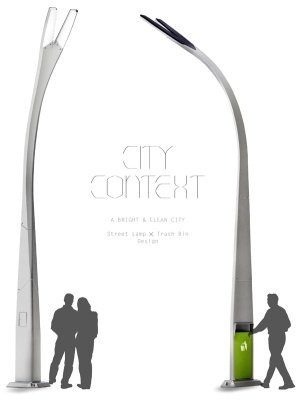 Image 1 : City Context combine un lampadaire solaire et une corbeille high-tech