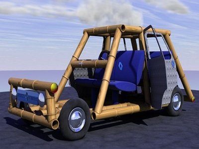 Image 1 : Une Renault 4L électrique avec un châssis en bambou