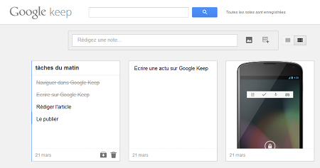 Image 1 : Google lance Google Keep, son service de bloc-notes