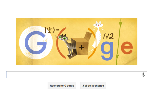 Image 1 : Le chat de Schrödinger à l'honneur sur Google