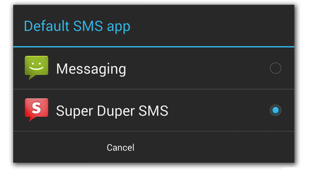Image 1 : Android 4.4 laissera le choix pour l'application SMS