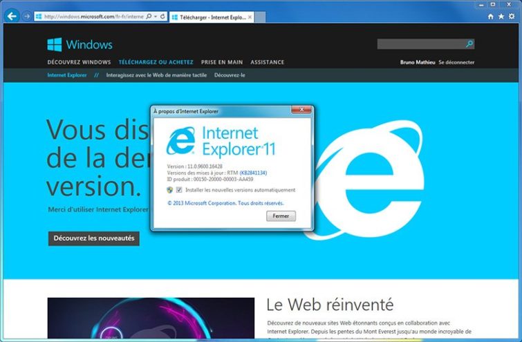 Image 1 : Internet Explorer 11 sort en version finale sur Windows 7