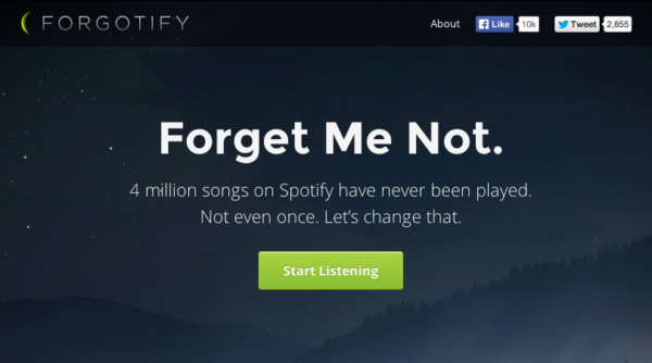 Image 1 : Forgotify vous fait découvrir les titres oubliés de Spotify
