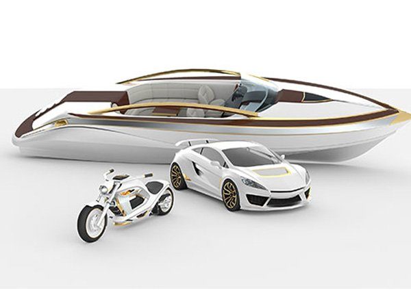 Image 1 : Voiture, bateau et moto se parent d'un même design luxueux