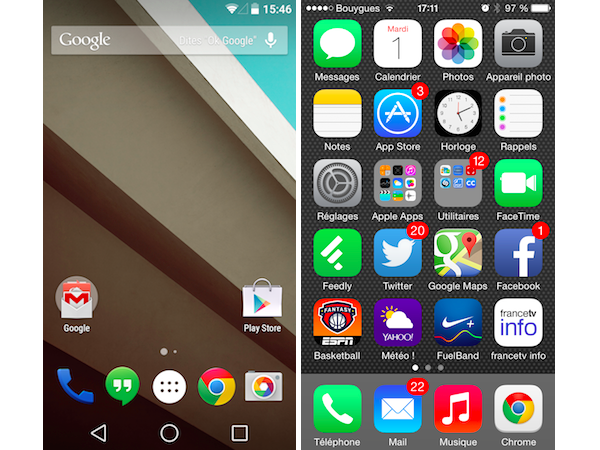 Image 2 : Android Lollipop vs iOS 8 : le face à face en images