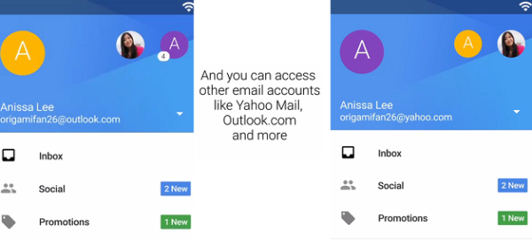 Image 1 : Android : le prochain Gmail intègre Outlook et Yahoo