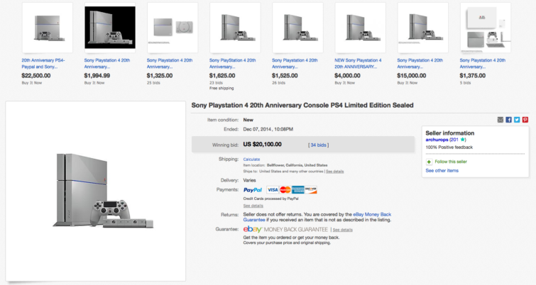 Image 1 : PS4 20th Anniversary : le prix de la console s'envole aux enchères