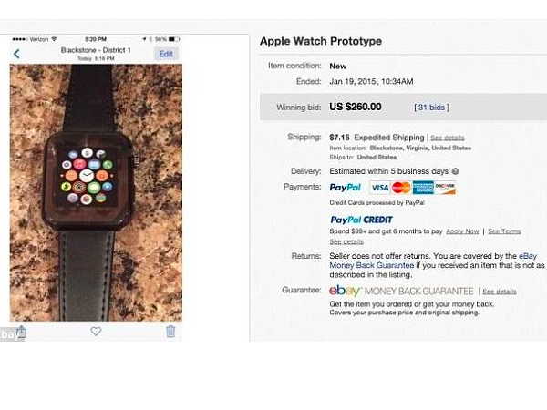 Image 1 : De faux prototypes d’Apple Watch vendus sur eBay