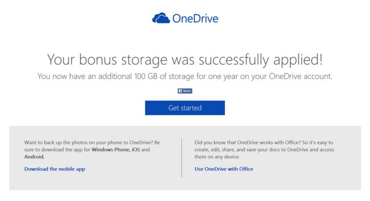 Image 1 : OneDrive offre 100 Go supplémentaires pendant un an