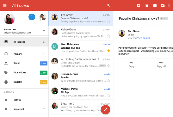 Image 1 : Gmail sur Android : une boîte mail pour les recevoir tous