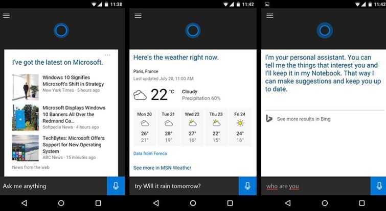 Image 1 : Cortana pour Android en fuite sur la Toile
