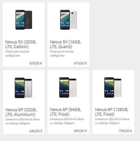 Image 2 : Nexus 5X et Nexus 6P : des prix en euros qui font très mal