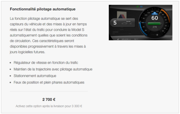 Image 1 : 3 300 euros, c’est le prix à payer pour rendre certaines Tesla autonomes