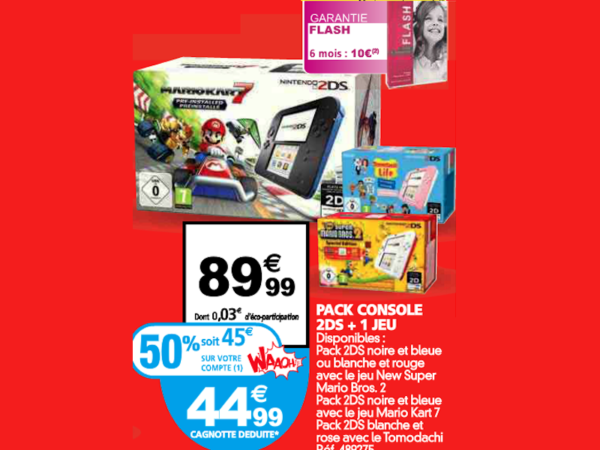 Image 1 : [Promo] La Nintendo 2DS + 1 jeu à 45 €