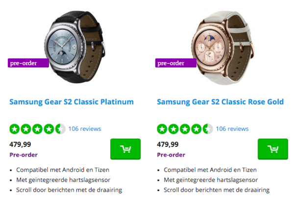 Image 1 : La Samsung Gear S2 en Or est moins chère qu’une Apple Watch