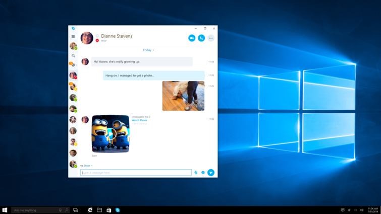 Image 1 : Windows 10 : l'app universelle Skype, c'est pour bientôt