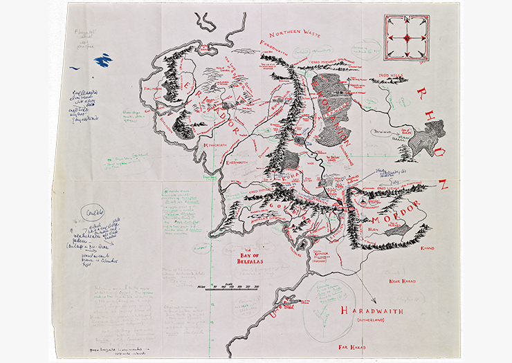 Image 1 : Le Seigneur des Anneaux : une carte inédite bourrée d'annotations de Tolkien