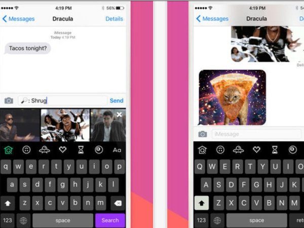 Image 1 : Giphy, un clavier virtuel à base de GIF pour iPhone