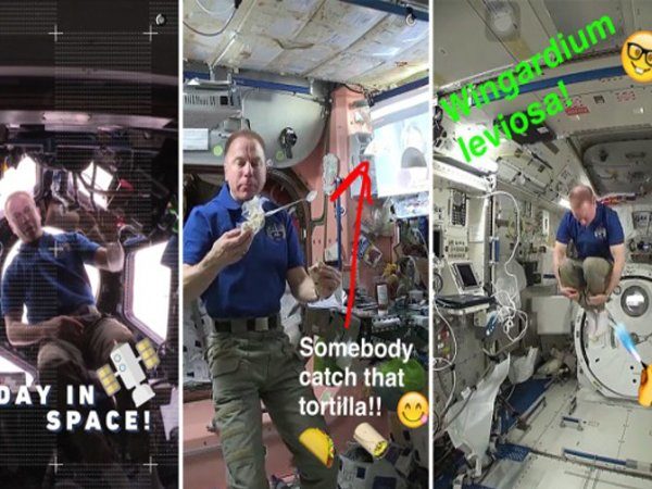 Image 1 : Nasa : un jour typique sur l'ISS et sur Snapchat