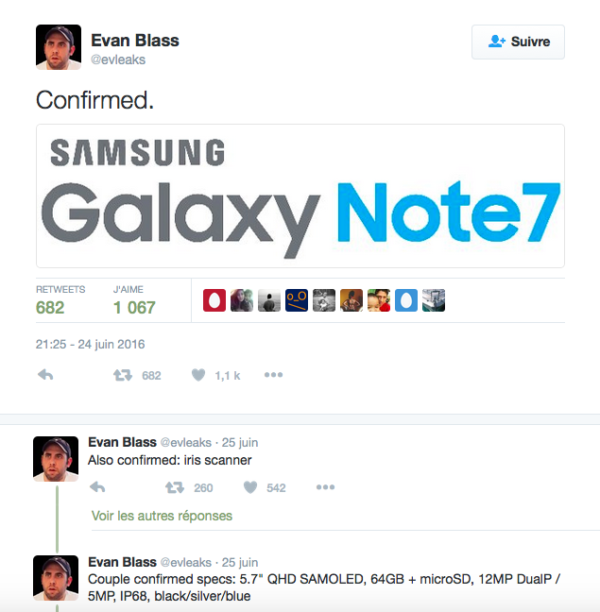 Image 1 : Galaxy Note 7 : son nom est confirmé, sa fiche technique aussi