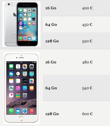 Image 5 : Combien peut on revendre/acheter un iPhone d'occasion (iPhone 5, 5S, 5C, 6, 6S, 6S Plus) ?