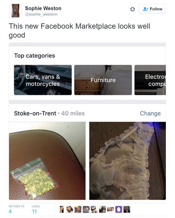 Image 1 : Facebook s’excuse pour les armes et la drogue vendues sur Marketplace