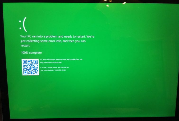 Image 1 : Windows 10 : le « blue screen of death » devient vert