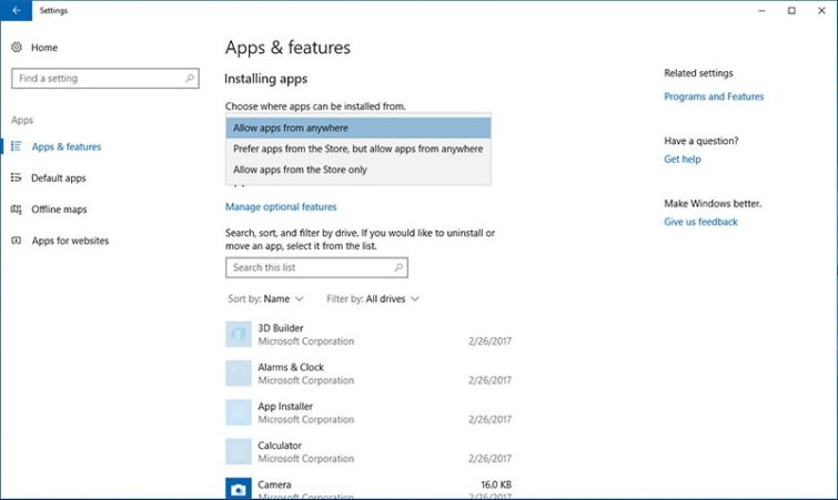 Image 2 : Windows 10 pourra bloquer les applications qui ne viennent pas du Windows Store