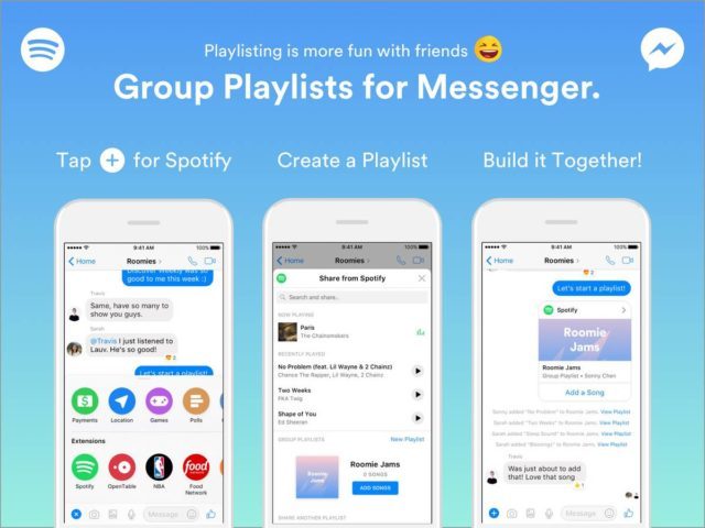Image 1 : Spotify vous laisse créer des playlists entre amis dans Facebook Messenger