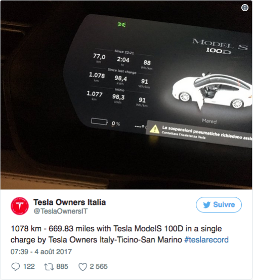 Image 1 : La Tesla Model S établit un nouveau record d’autonomie