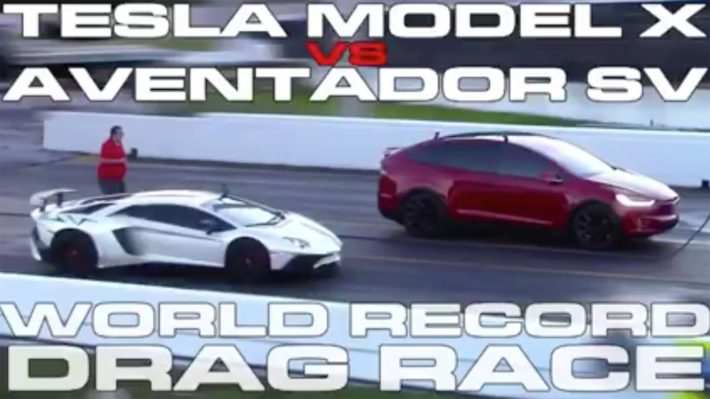 Image 1 : Tesla Model X vs Lamborghini Aventador : quel duel !