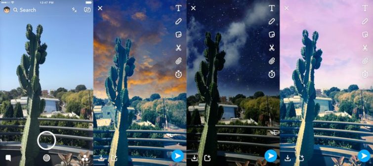 Image 1 : Snapchat lance « Sky Filters », des filtres à appliquer au ciel