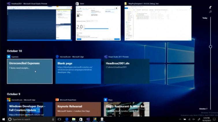 Image 1 : Windows 10 : Microsoft dévoile un peu plus sa nouvelle fonction « Timeline »