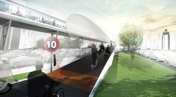 Image 2 : Des routes surélevées pour les petits véhicules électriques : la vision du futur par BMW