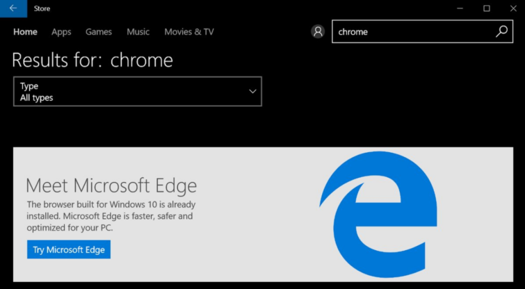 Image 1 : Microsoft retire Chrome de son Windows Store