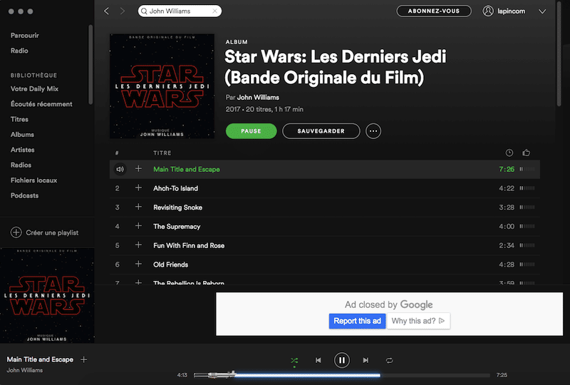 Image à la une de Spotify créé un easter egg en hommage à Star Wars