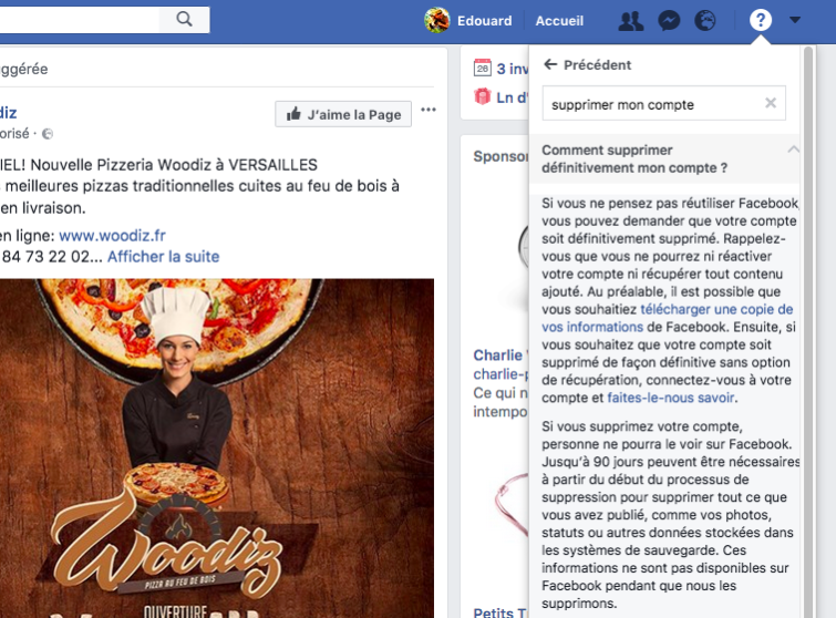 Image 7 : Facebook : comment supprimer son compte ou se désinscrire ?