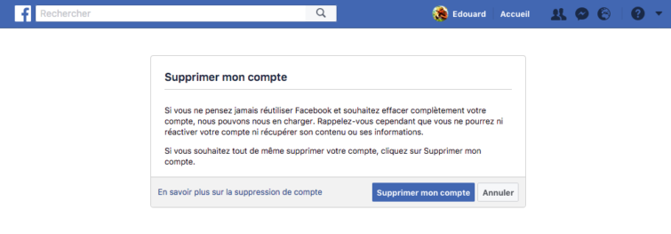Image 8 : Facebook : comment supprimer son compte ou se désinscrire ?