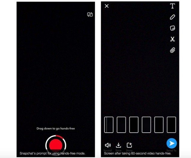 Image 1 : Snapchat teste la vidéo en main-libre dans sa version bêta