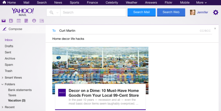 Image 1 : Yahoo se propose de consulter vos mails en toute impunité
