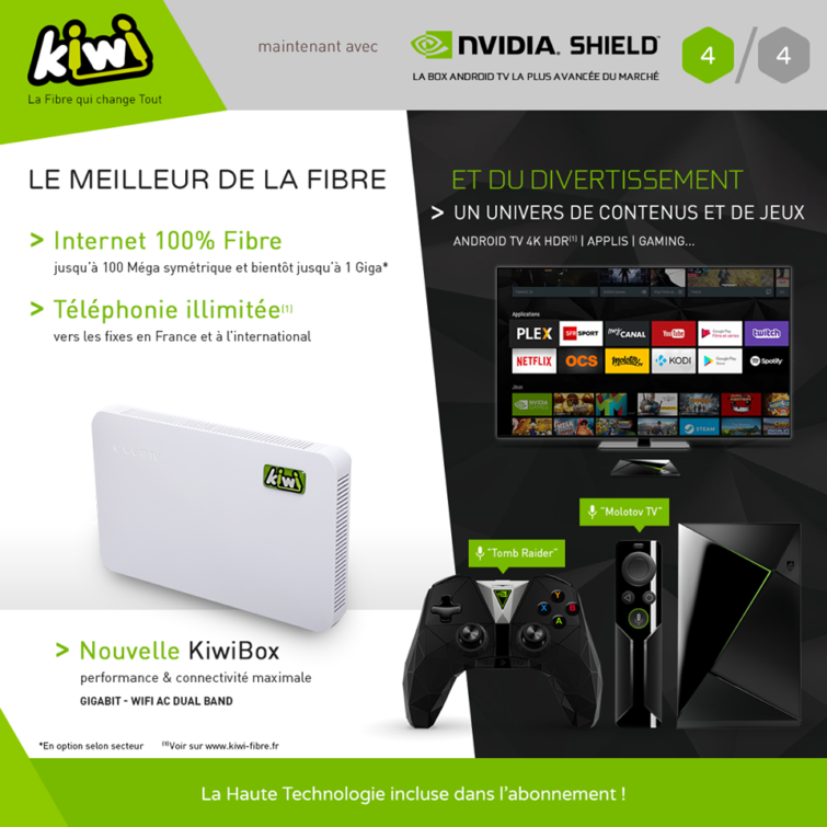Image 2 : Kiwi : l'abonnement fibre livré avec une Nvidia Shield TV