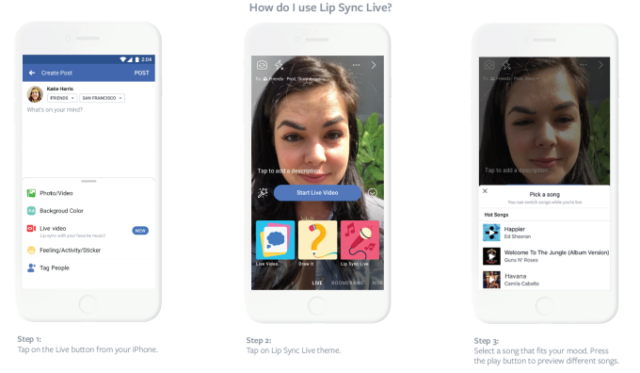 Image 1 : Facebook fait dans le lip sync avec Lip Sync Live