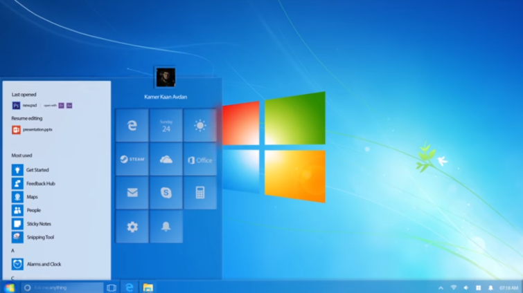 Image 1 : Windows 7 à la sauce Windows 10 : le concept qui donne envie de revenir 10 ans en arrière