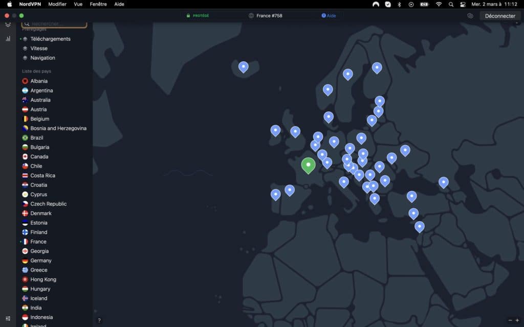 NordVPN sur macOS