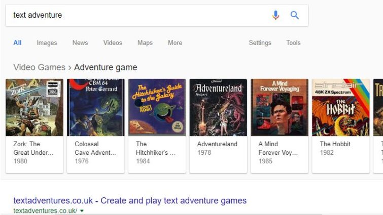 Image 1 : Google a caché un jeu d'aventure dans son moteur de recherche