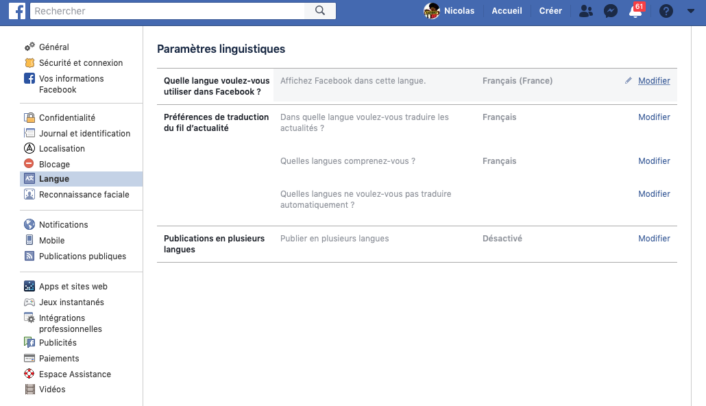 Image 2 : Facebook : la connexion en français est impossible