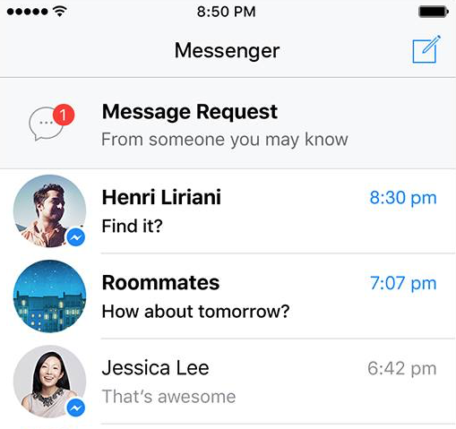 Image 2 : Facebook Messenger : dialoguer avec quelqu'un sans être son ami